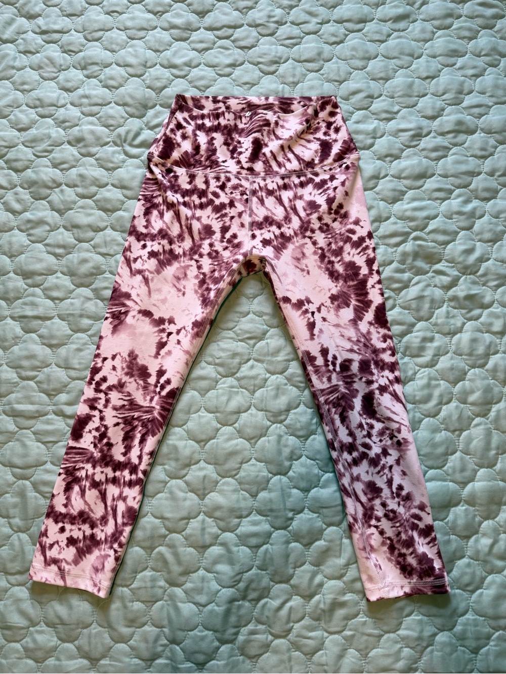 RBX Soft Pink and Plum/Maroon Tie-Dye High-Waist Leggings Size S